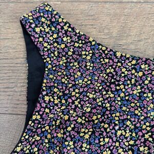 Mica Vintage 90s Ditsy Floral Sleeveless Sheath Dress Black Size 10 Made in USA